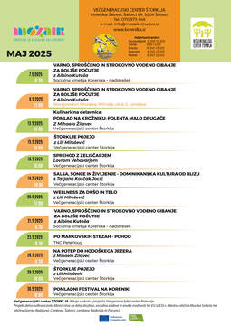 Program aktivnosti VGC Štorklja v mesecu maju